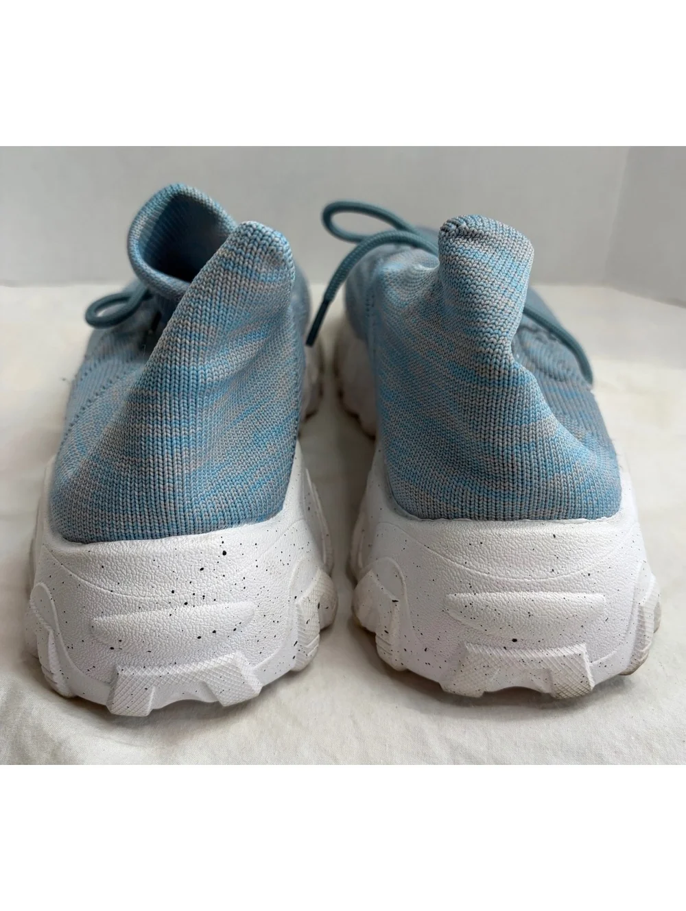 Women’s Blue Knit Chunky Sneakers Lace Up Athletic Shoes Size Marked 39
